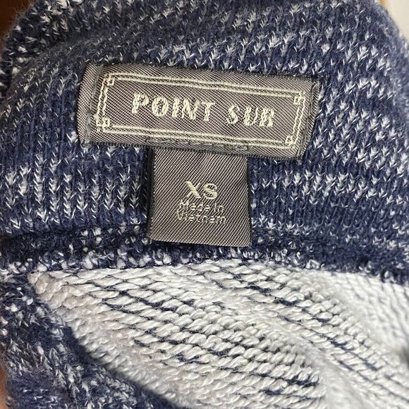 J Crew Point Sur Sweater Womens XS Blue Marled Cotton Mock Neck Oversized Preppy - Picture 3 of 12